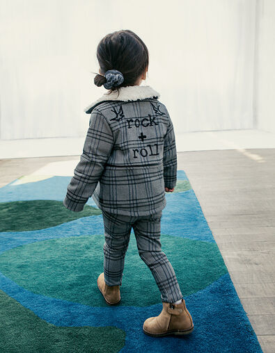 Abrigo negro motivo príncipe de galles bordado bebé niña - IKKS