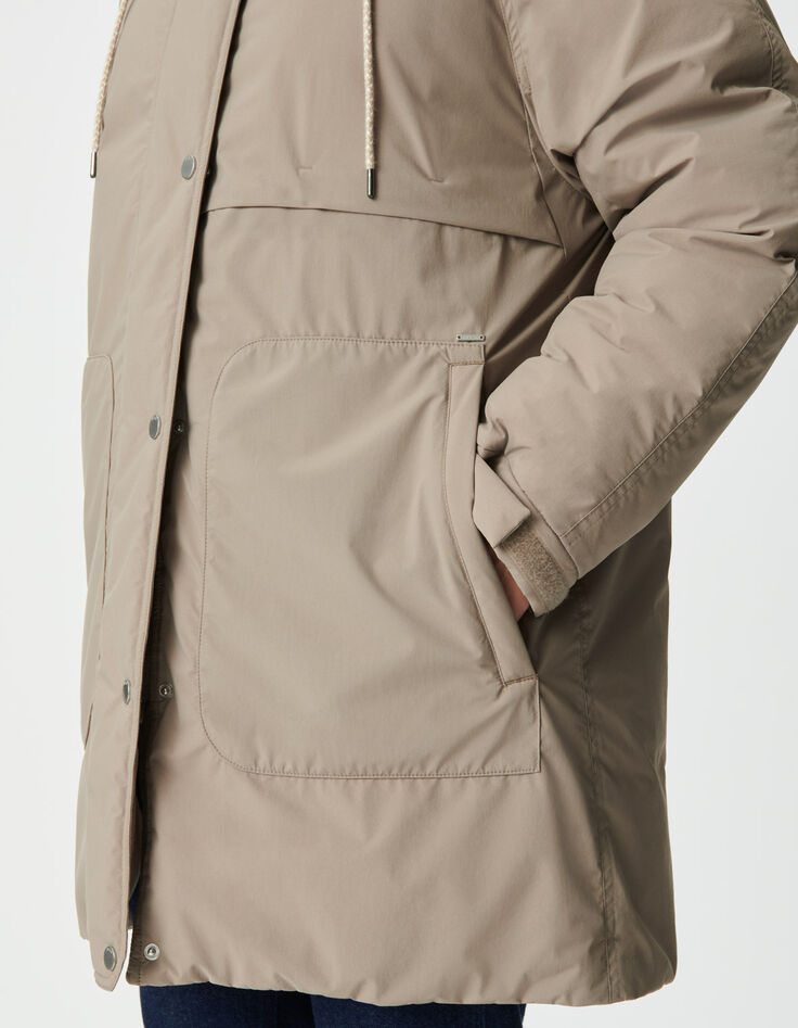 Plumas beige capucha forrado mujer-7