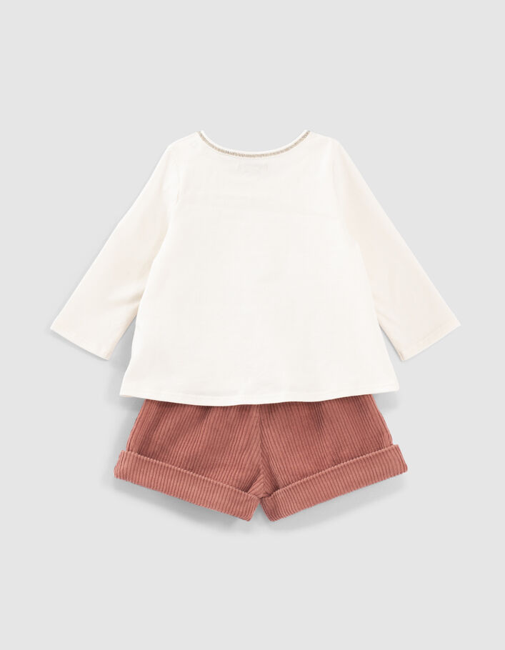 Conjunto shorts rosa palo y camiseta crudo bebé niña - IKKS
