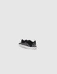 Sneakers noires cuir velours motif léopard et clous Femme-6