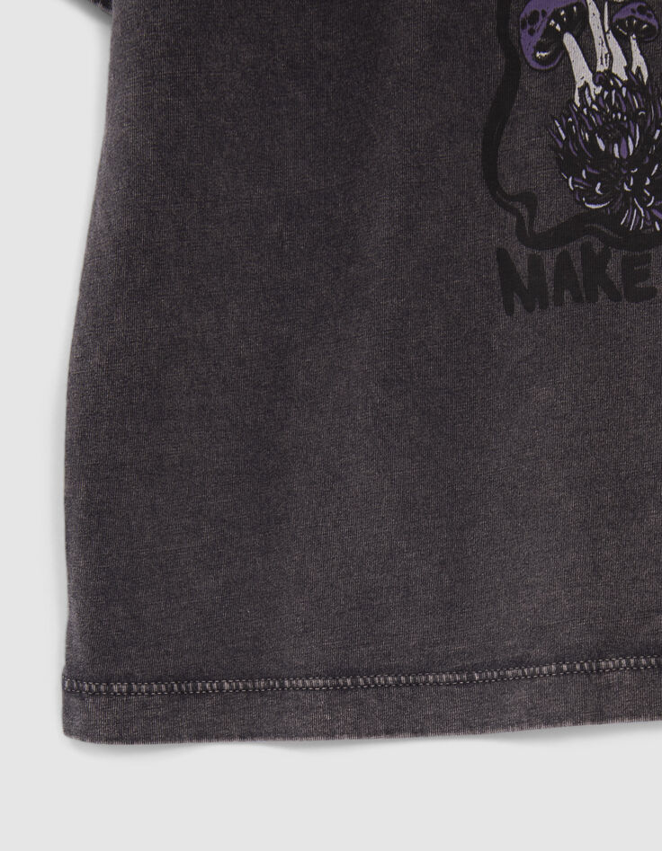 T-shirt gris visuel rock avec clous fille-4