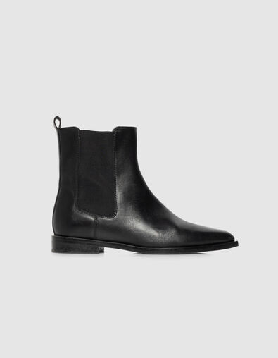 Women’s black leather pointed-toe Chelsea boots - IKKS