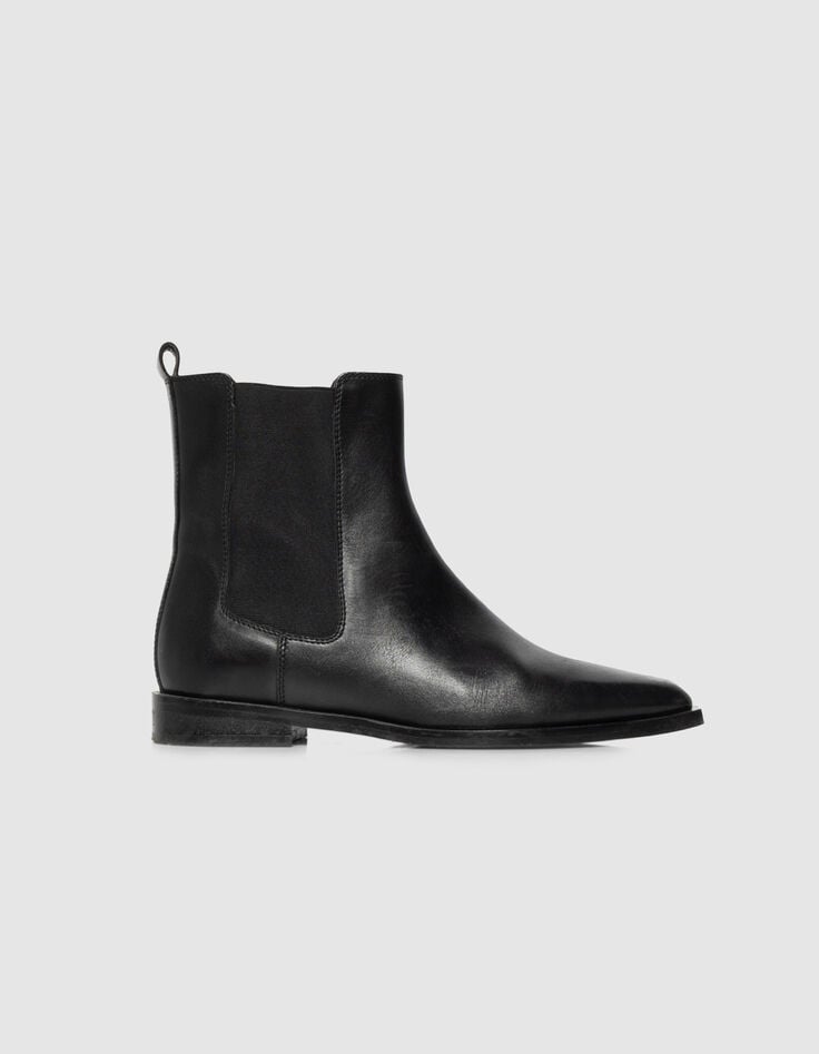 Women’s black leather pointed-toe Chelsea boots-1