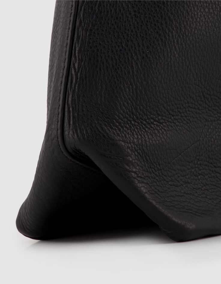 Schwarze Leder-Beuteltasche, Gr&ouml;&szlig;e L, f&uuml;r Damen -4