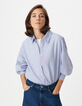 Chemise bleue motif rayures Femme-2