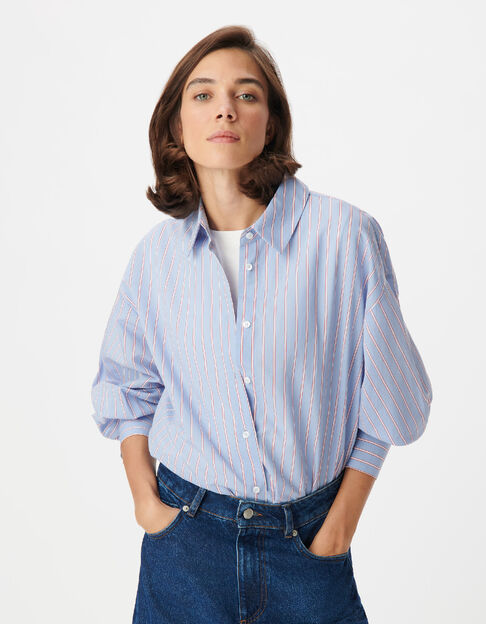 Chemise bleue motif rayures Femme - IKKS