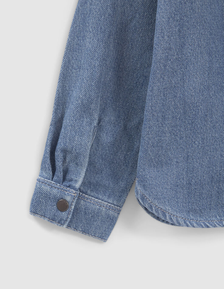 Chemise en jean bleu bio capuche amovible gar&ccedil;on-4