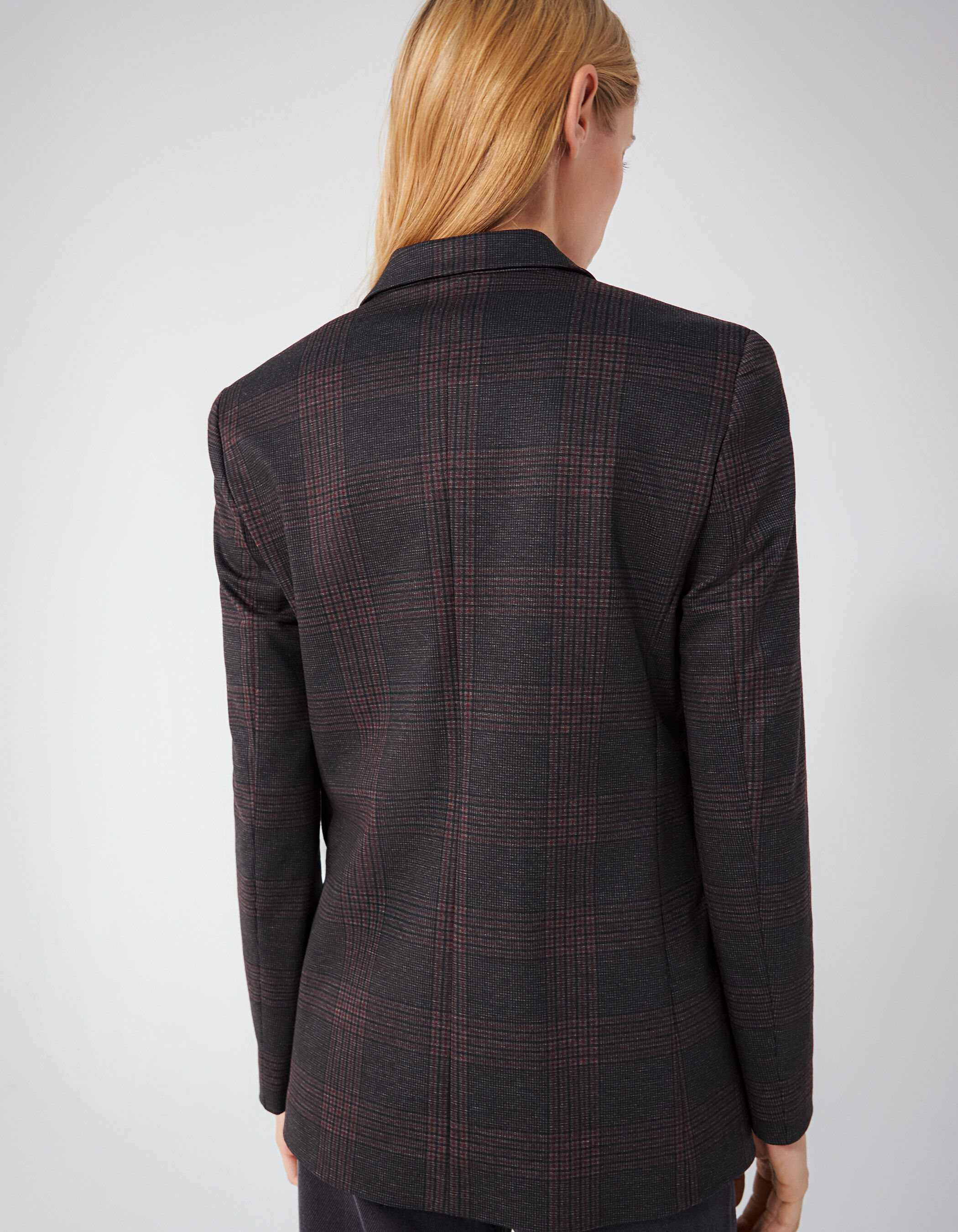 Veste carreaux grise milano double boutonnage femme