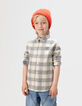 Boys’ grey blue velvet check shirt-1