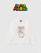 T-shirt PRINCESS PEACH blanc visuel Peach paillettes fille-1