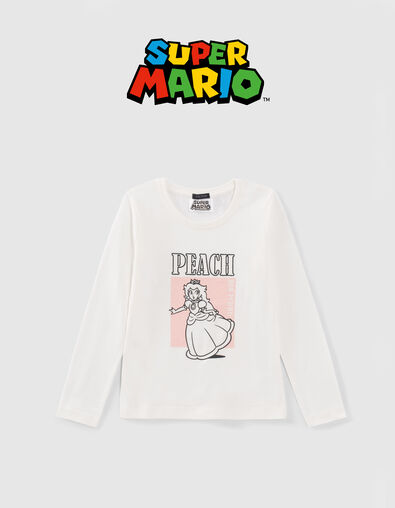 T-shirt PRINCESS PEACH blanc visuel Peach paillettes fille - IKKS