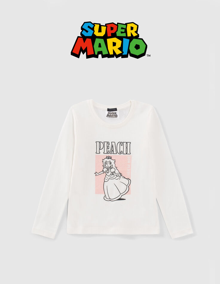 T-shirt PRINCESS PEACH blanc visuel Peach paillettes fille-1