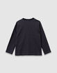 Grau meliertes Langarm-Jungenshirt Maxi-Buchstaben A-3
