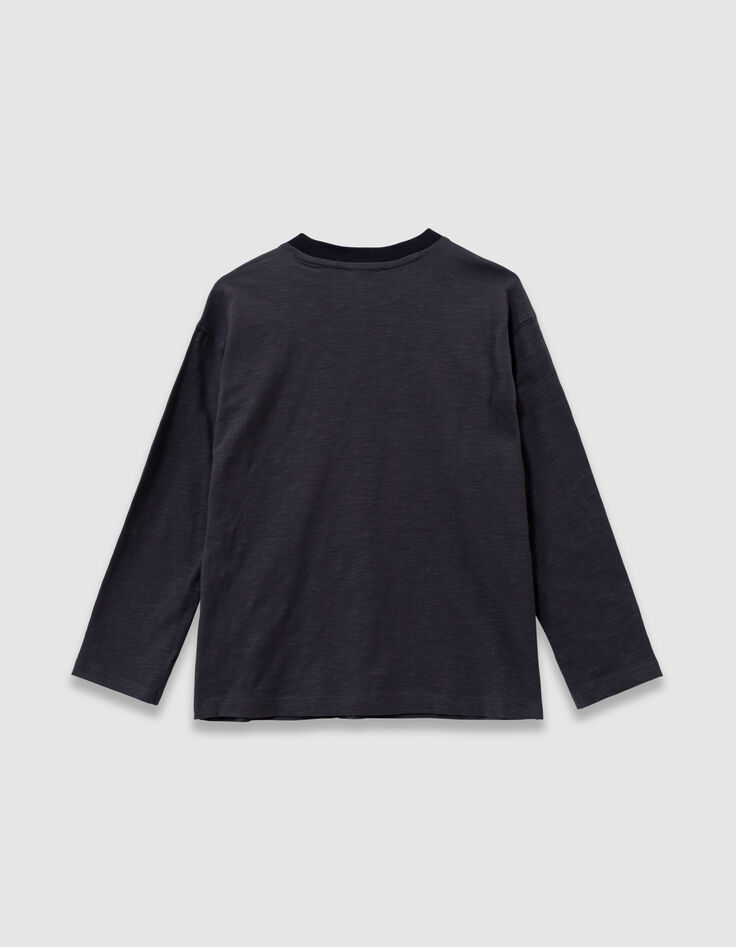Grau meliertes Langarm-Jungenshirt Maxi-Buchstaben A-3