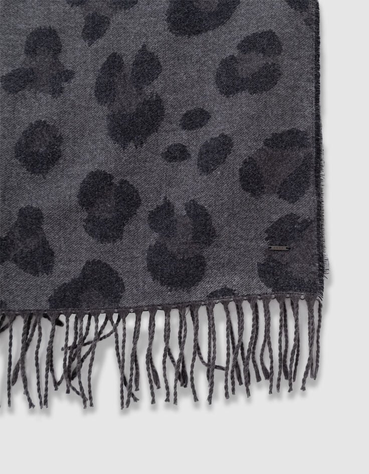 Black leopard jacquard scarf-5