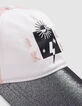 Pet in roze en wit met zilver klep meisjes-5