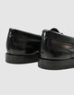 Women's black glac&eacute; leather loafers-6