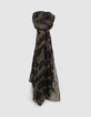 Men’s khaki scarf with animal skull motif-1