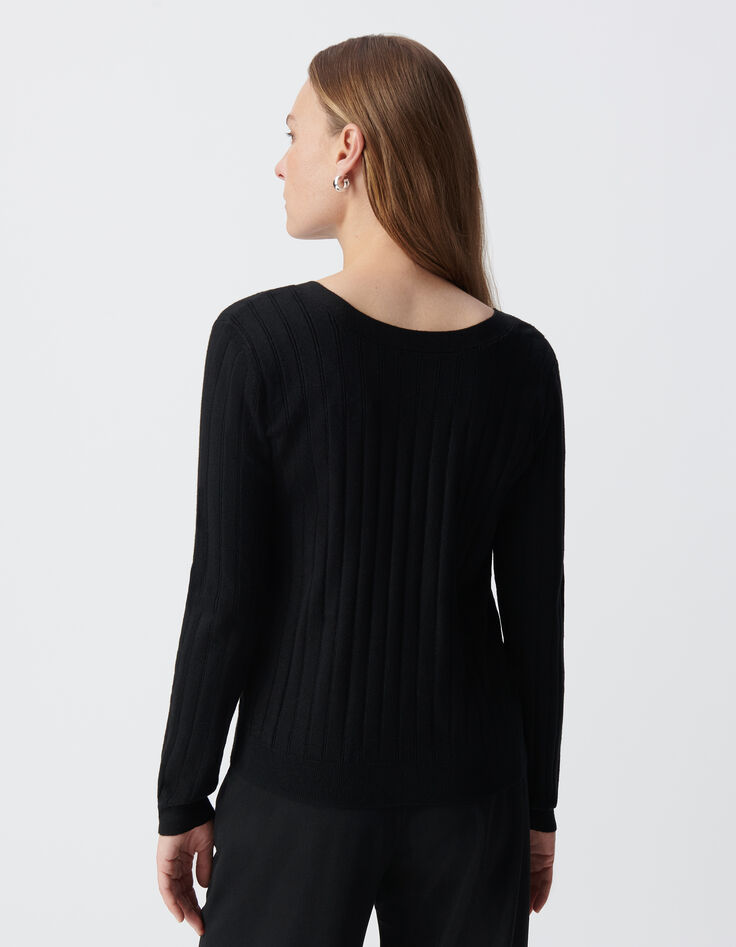 Women's black knitted button cardigan-4