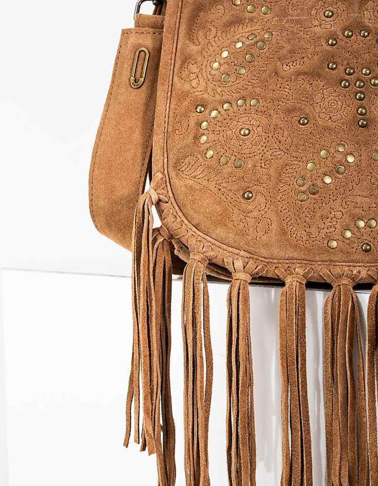 Sac besace The Waiter en cuir franges et studs femme-4