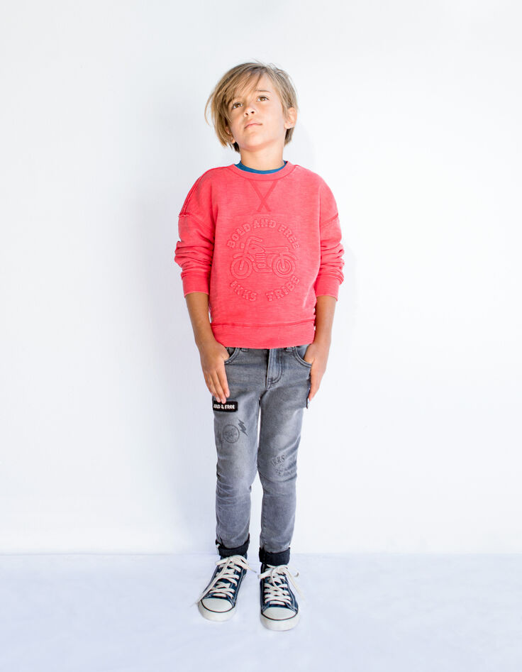 Jean skinny gris avec patchs gar&ccedil;on-2