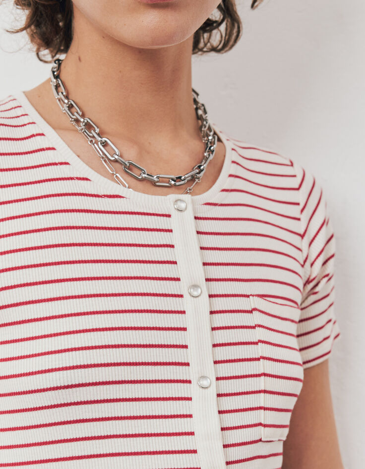 Weißes und rotes Damenmatrosenshirt aus Baumwollmodal-4