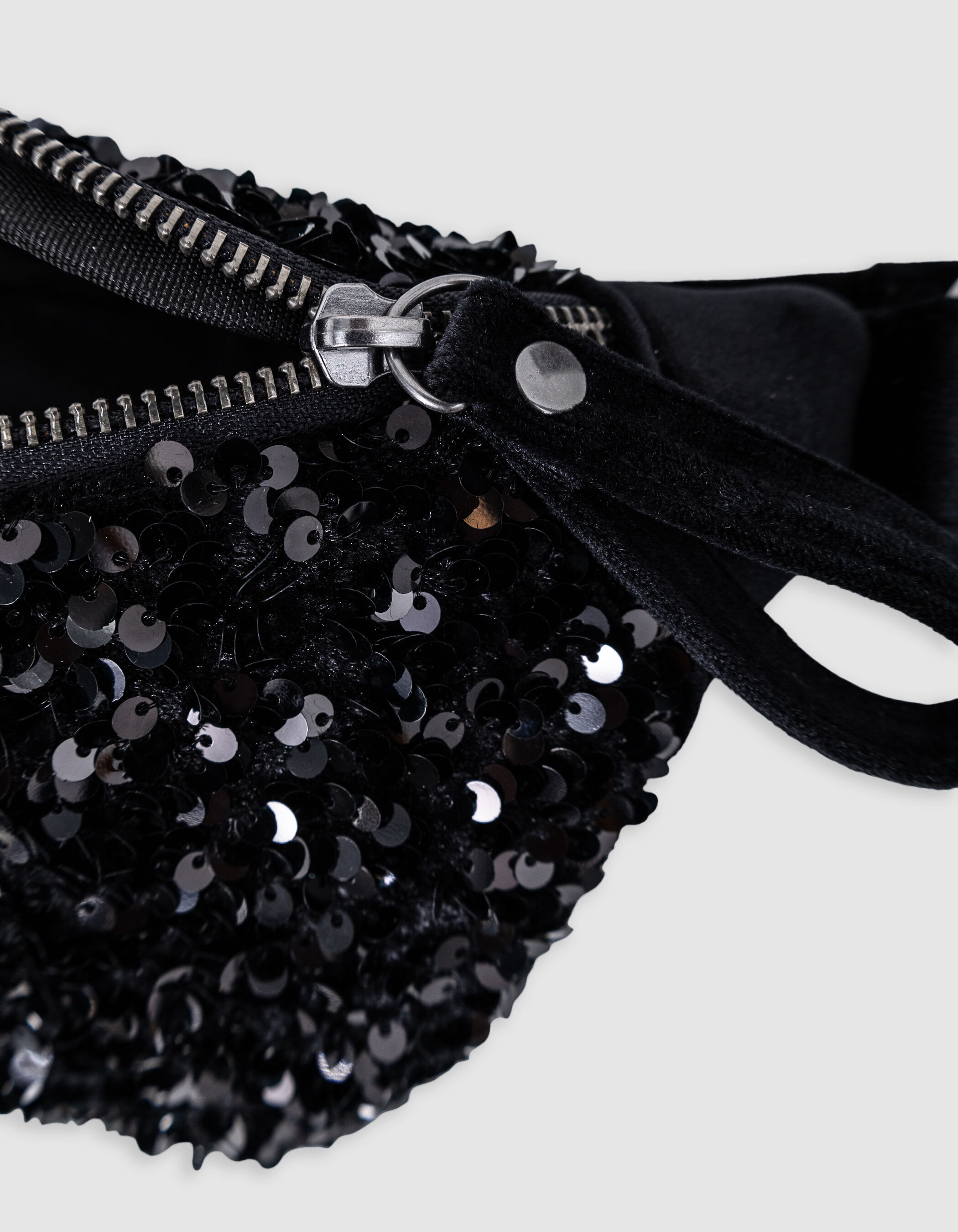 Girl s black velvet sequin embroidered recycled bum bag IKKS