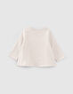 T-shirt beige visuel léopard et skate bébé fille-3