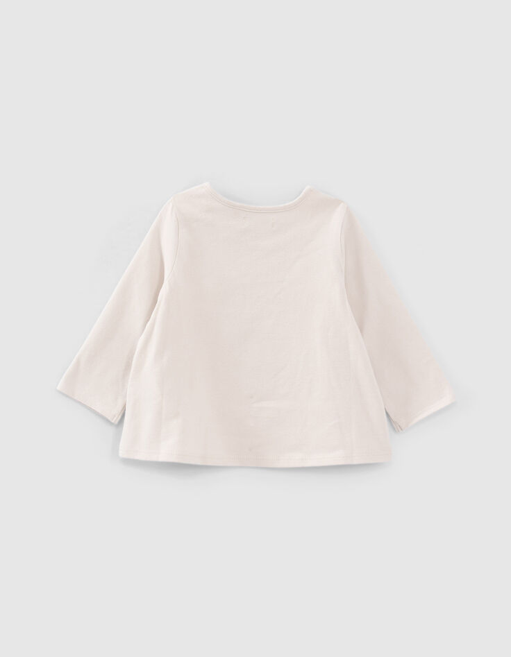 T-shirt beige visuel léopard et skate bébé fille-3