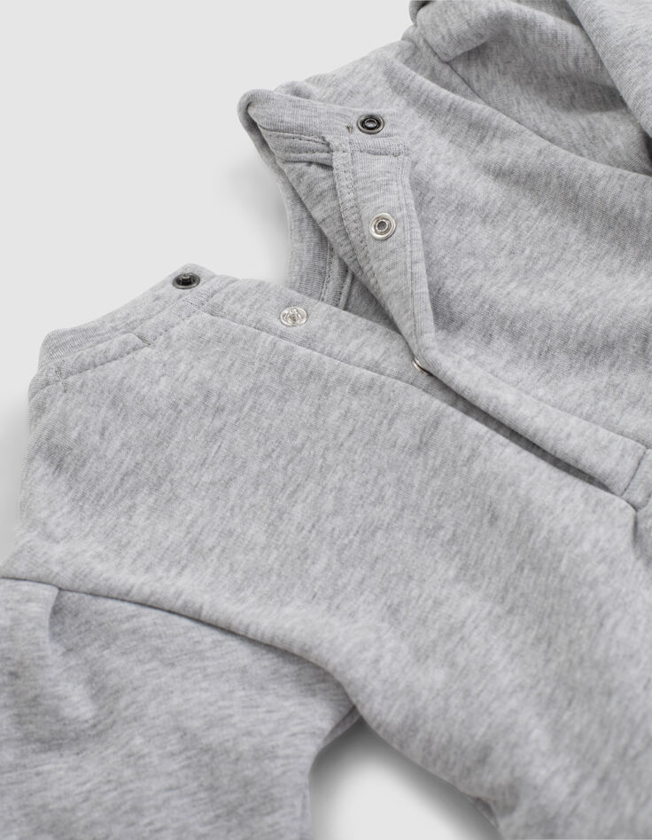Robe grise bi-matière avec jupe plissée bébé fille-6 Robe grise bi-matière avec jupe plissée bébé fille-6