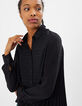 I.Code black embroidered star and pleated back shirt-1