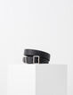 Ceinture jean en cuir noir passant femme-1