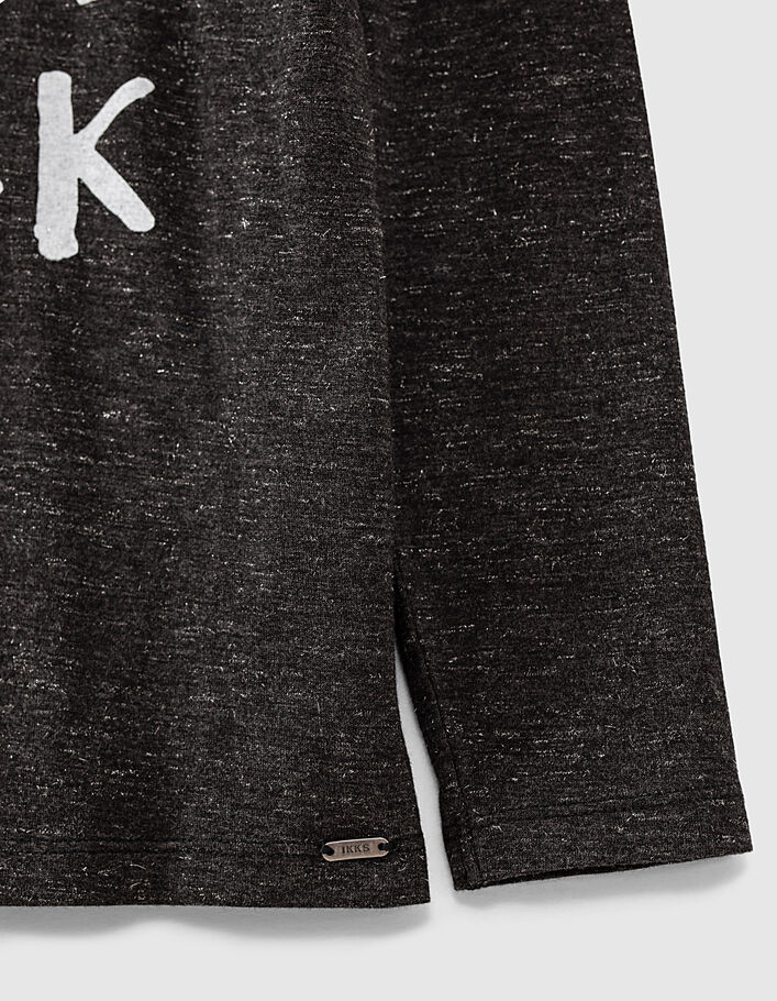 Schwarzes Mädchen-T-Shirt mit Schriftzug und Pailletten-Blitz - IKKS