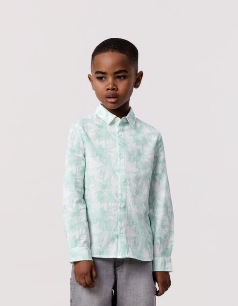 Camisa verde palmeras acuarela niño - IKKS