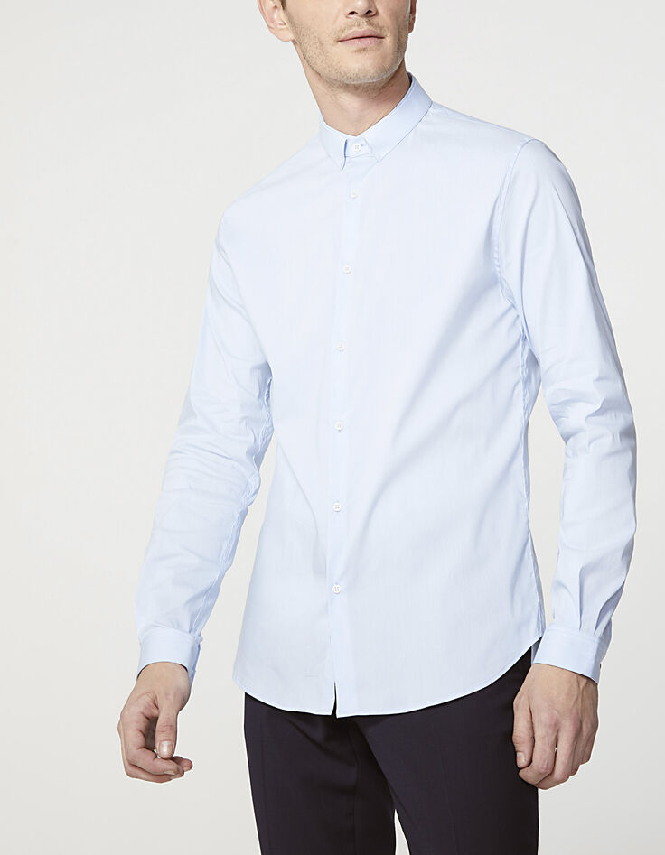 Chemise rayée bleue homme-2
