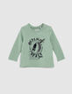 T-shirt vert coton bio visuel army floqué bébé garçon -1