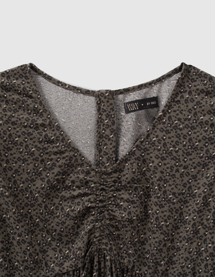 Girls’ khaki leopard print LENZING™ ECOVERO™ dress-2