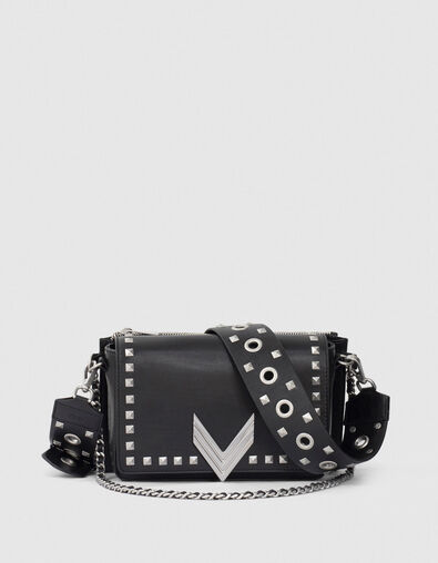 Le  sac 111 Janis cuir d'agneau noir rock femme - IKKS