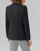 Langer, schwarzer Metallic-Damenblazer-2