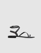 Sandales-tongs plates noires cuir clouté Femme-1