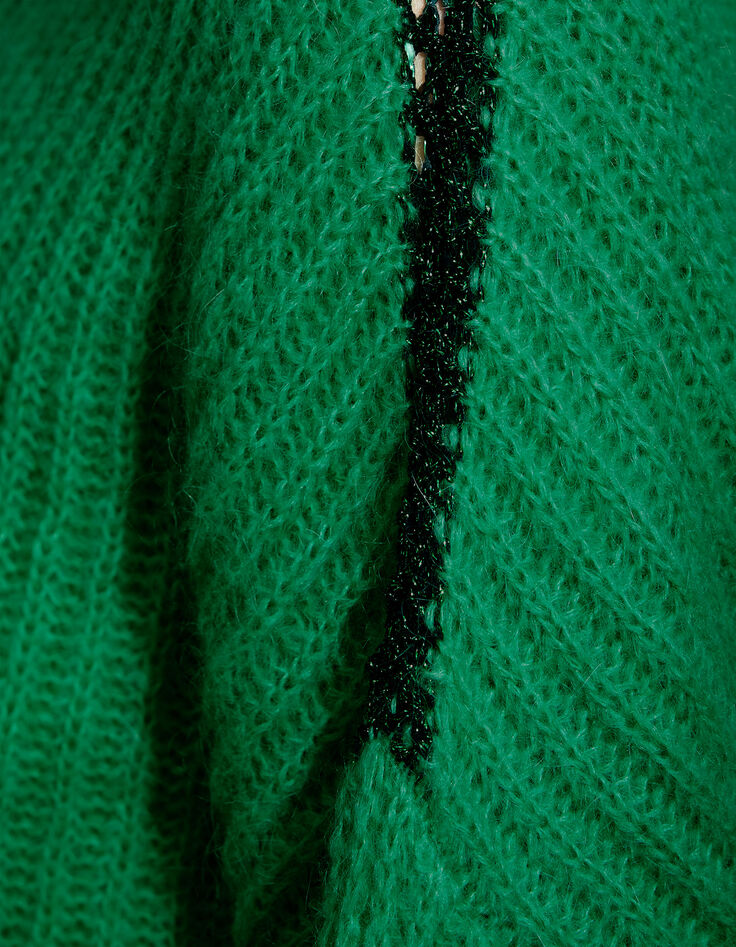 Grof gebreide groene trui met mohair dames-2