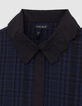 Girl's navy check cropped shirt-2