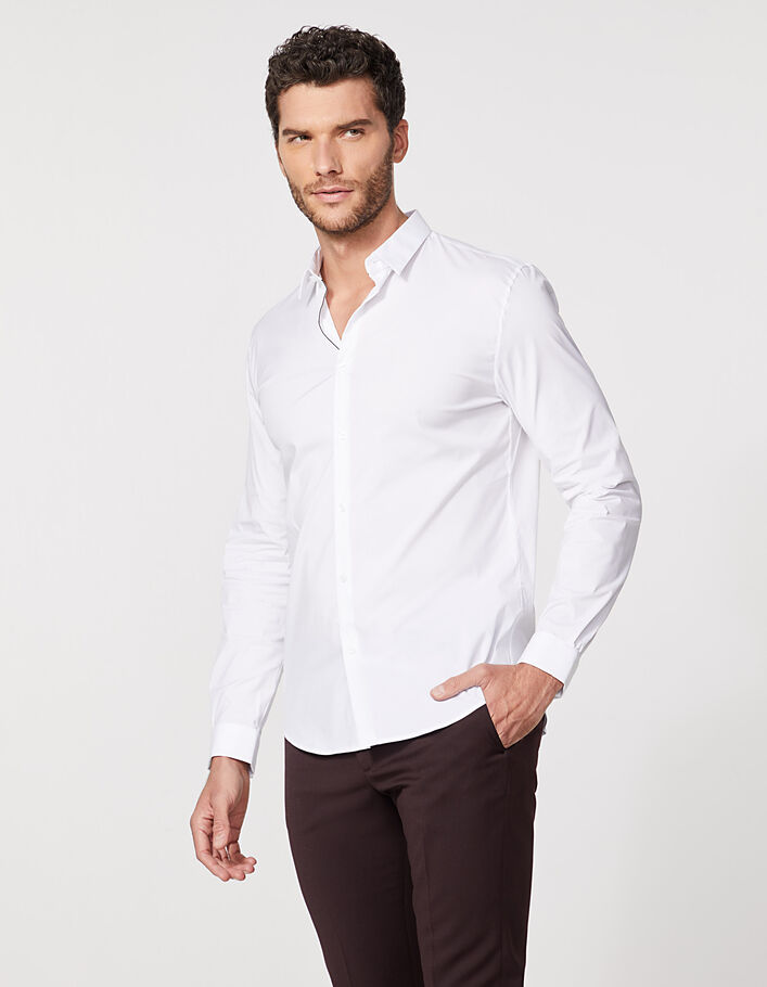 Men's white SLIM shirt with French cuffs - IKKS