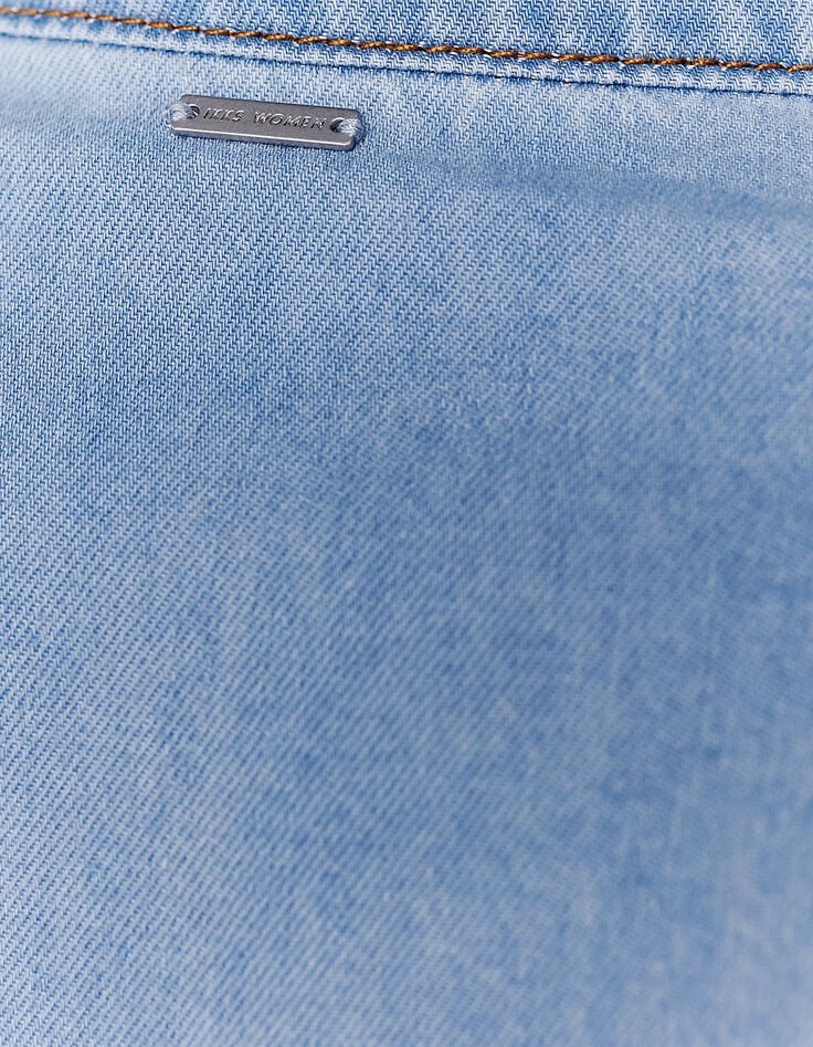 Blauw overhemd in katoen studdetails dames-5