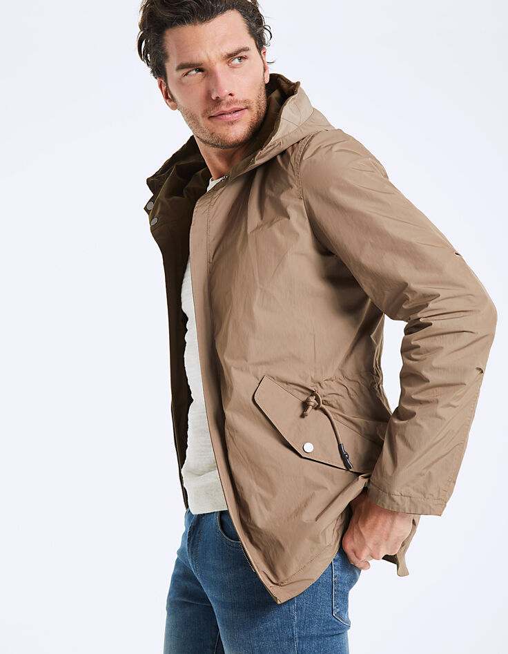 Parka kaki et beige réversible Homme-2 Parka kaki et beige réversible Homme-2