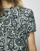 Korte damesjurk in viscose groene kasjmierprint-4
