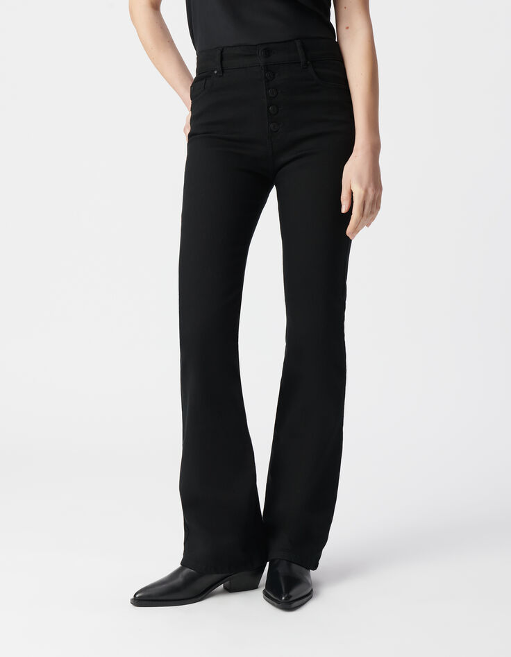 Jean flare noir taille haute Waterless Femme-2