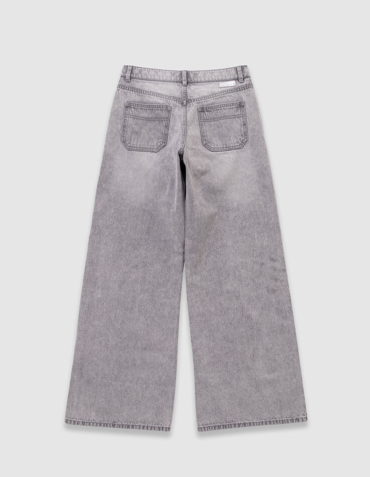 Grau gewaschene Mädchen-Large-Jeans-6