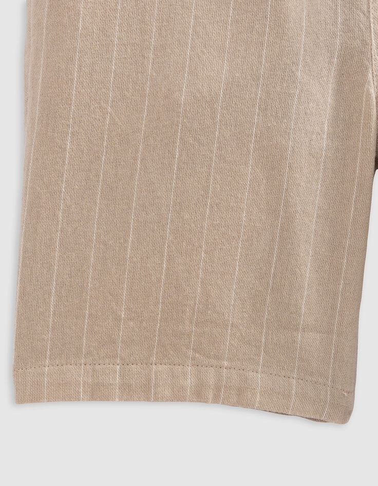 Beige Jungenbermudas, Biobaumwolle, Streifenmotiv-5