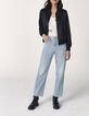 Jean slouchy bleu clair mid waist longueur cropped femme-6